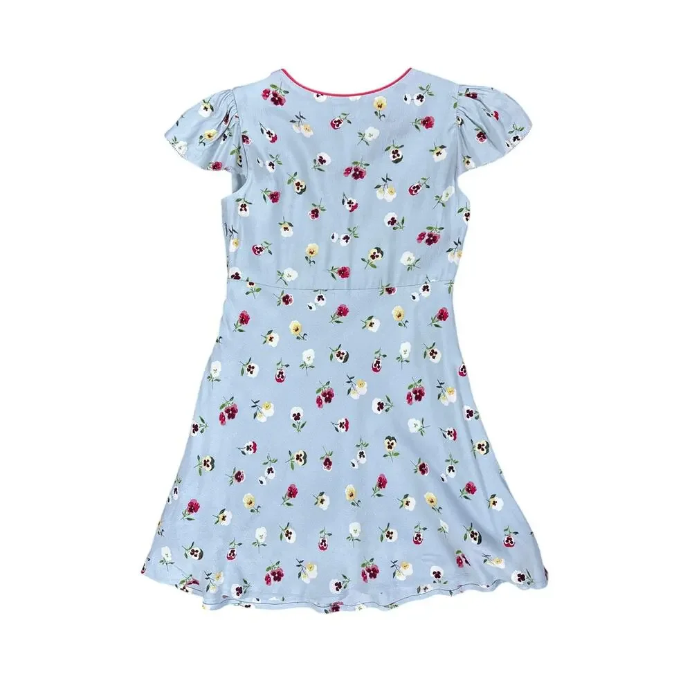 GAP X DÔEN Girls Light Blue Floral Mini Dress Size Large